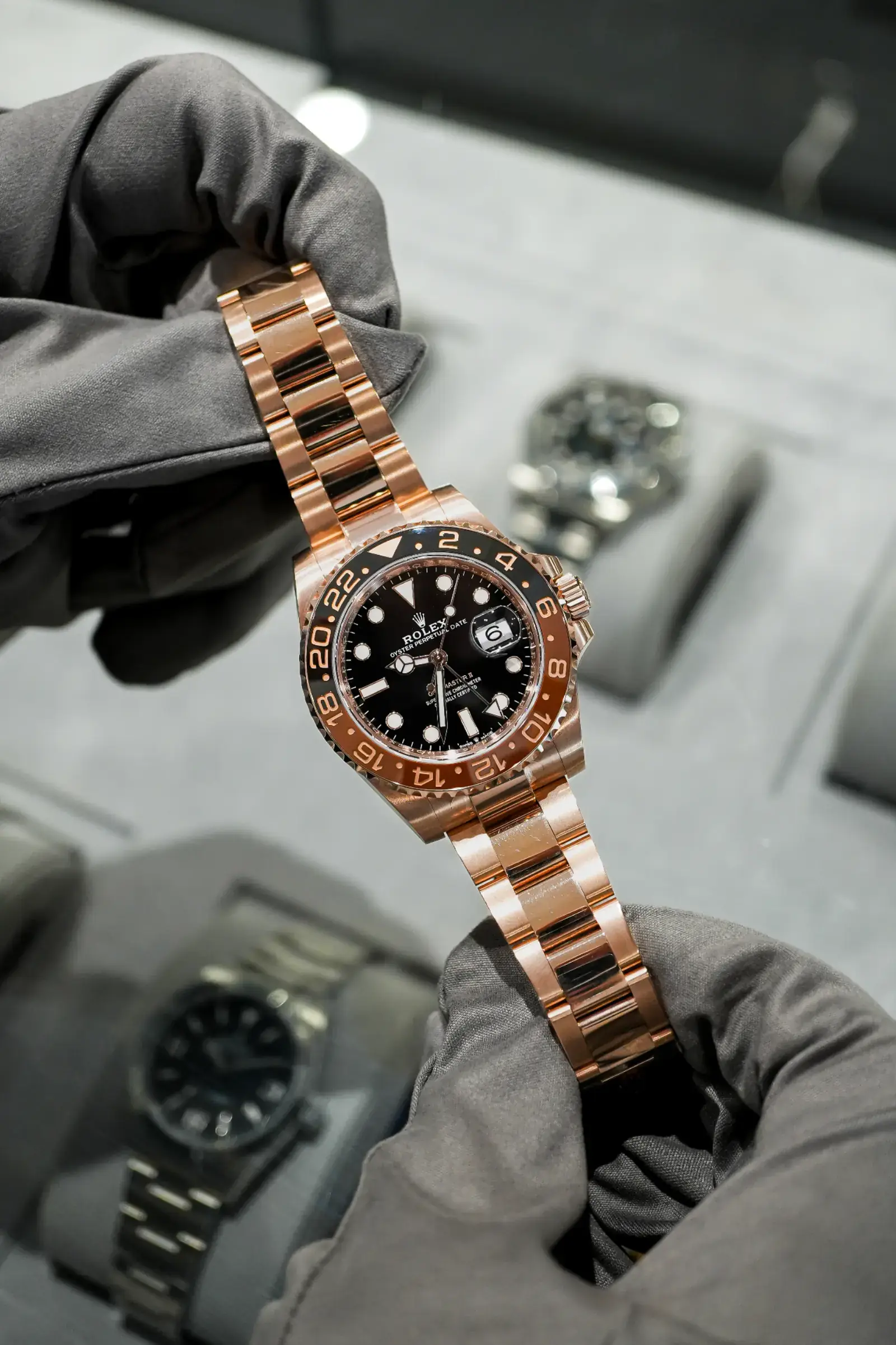 Watch display close-up