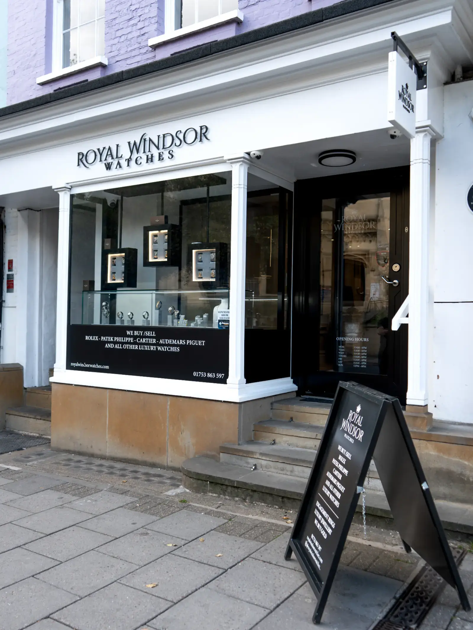 Royal Windsor Watches shopfront on Castle Hill, Windsor